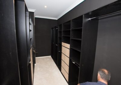 Walk in Wardrobe with Black Melamine